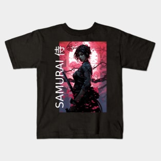 Japanese Sakura Samurai Girl Kids T-Shirt